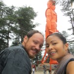 In front of Hanuman statue