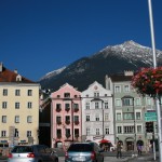 Pink building - that's our inn!